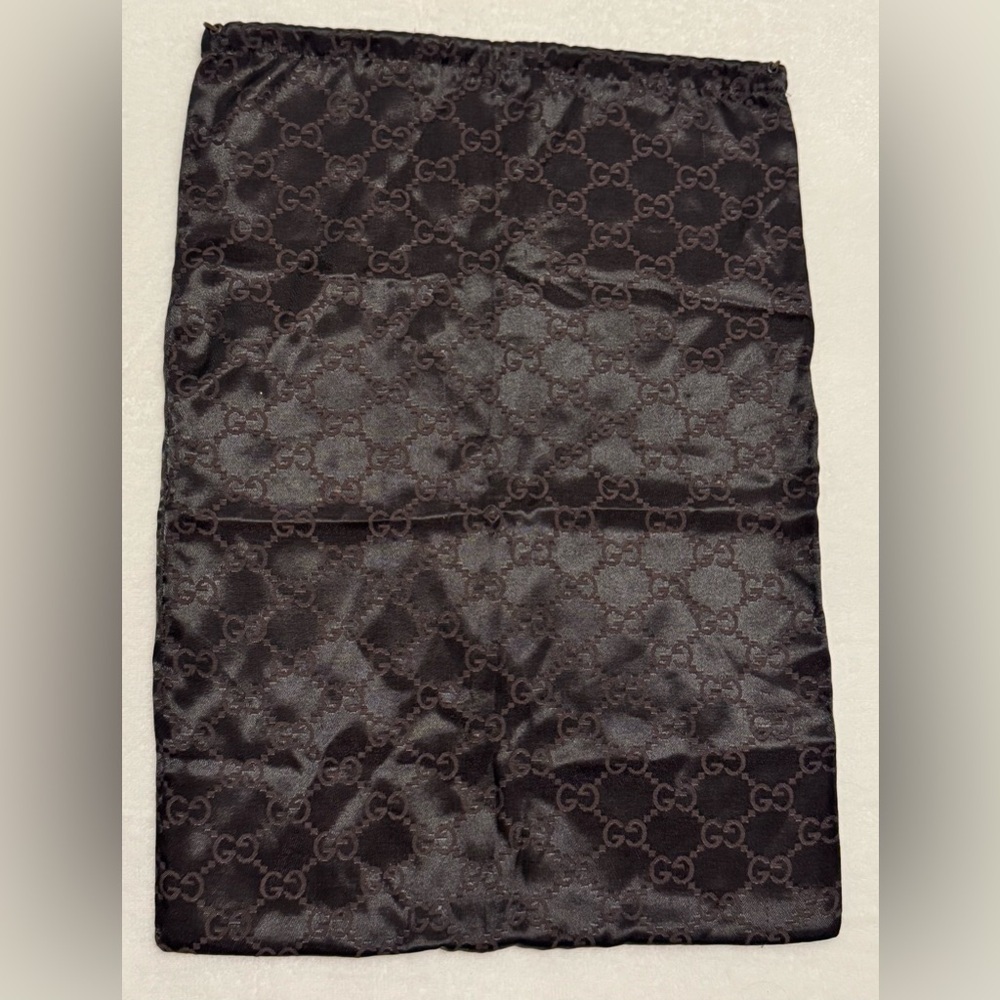 Gucci Authentic Vintage GG Print Satin Brown Dust Bag Made In Italy 19x13.5"